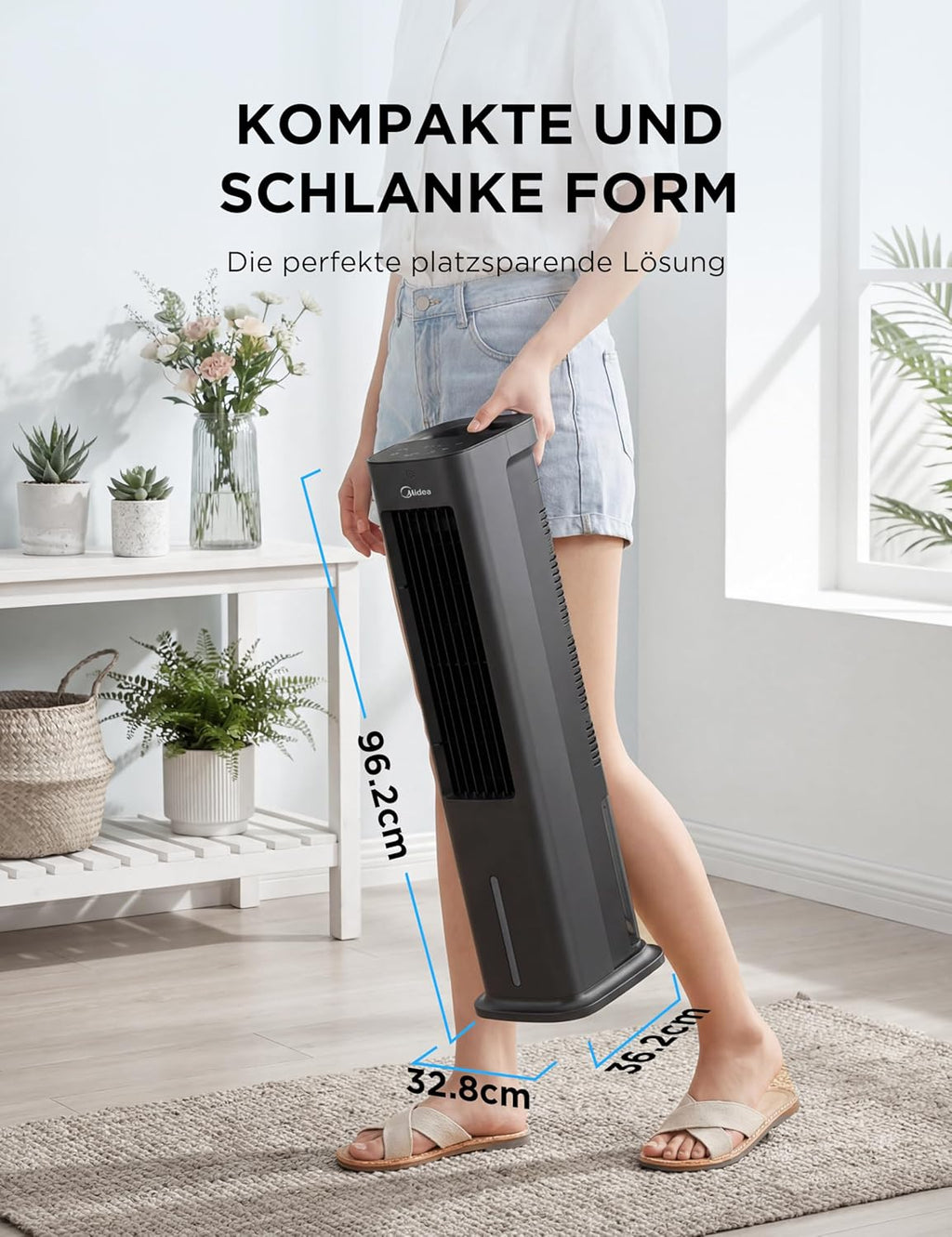 Midea Silent Air Cooler Pro 4-in-1 Luftkühler 5L – 355 m³/h, 28 dB, 3 Modi, Fernbedienung, Schwarz