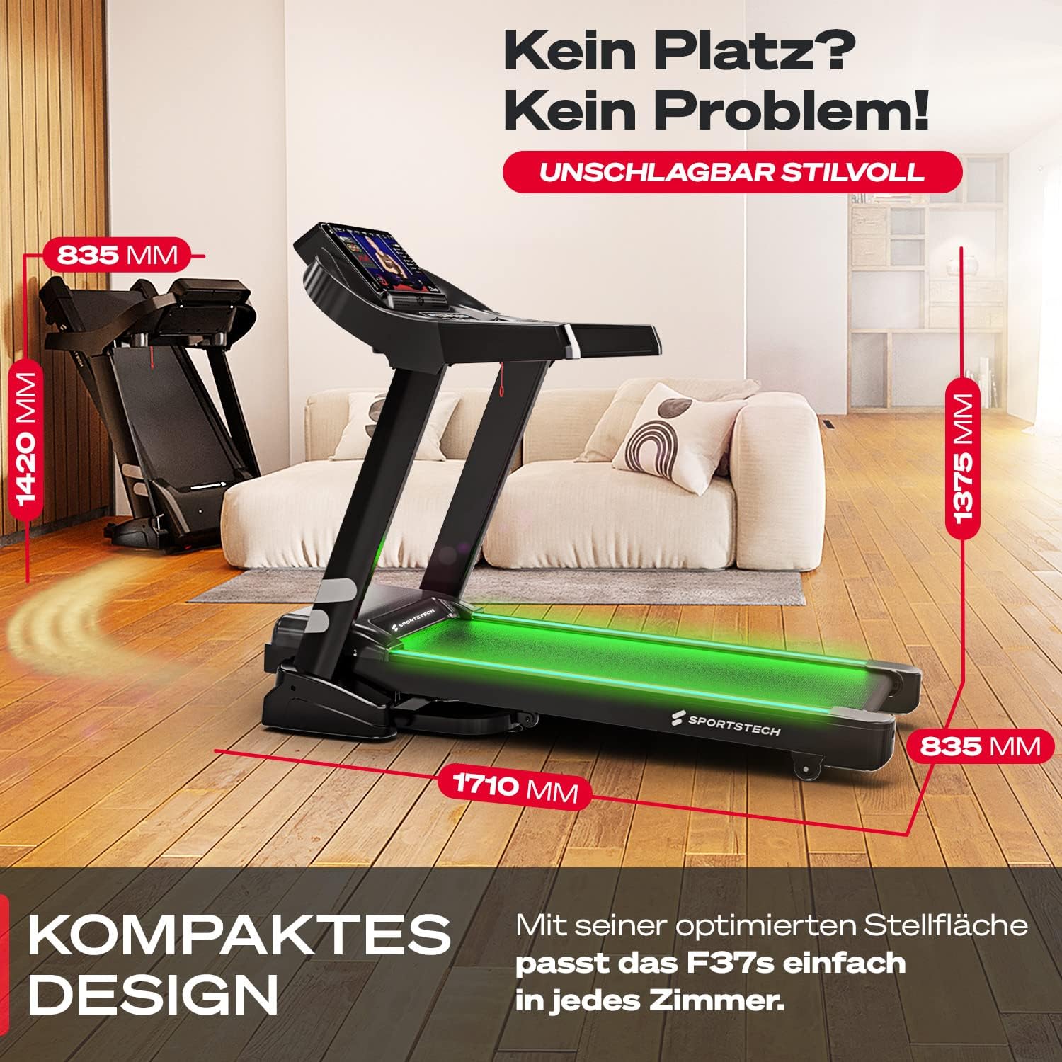 Sportstech F37s: Klappbares Laufband, 7 PS, 20 km/h, Steigung & App✨
