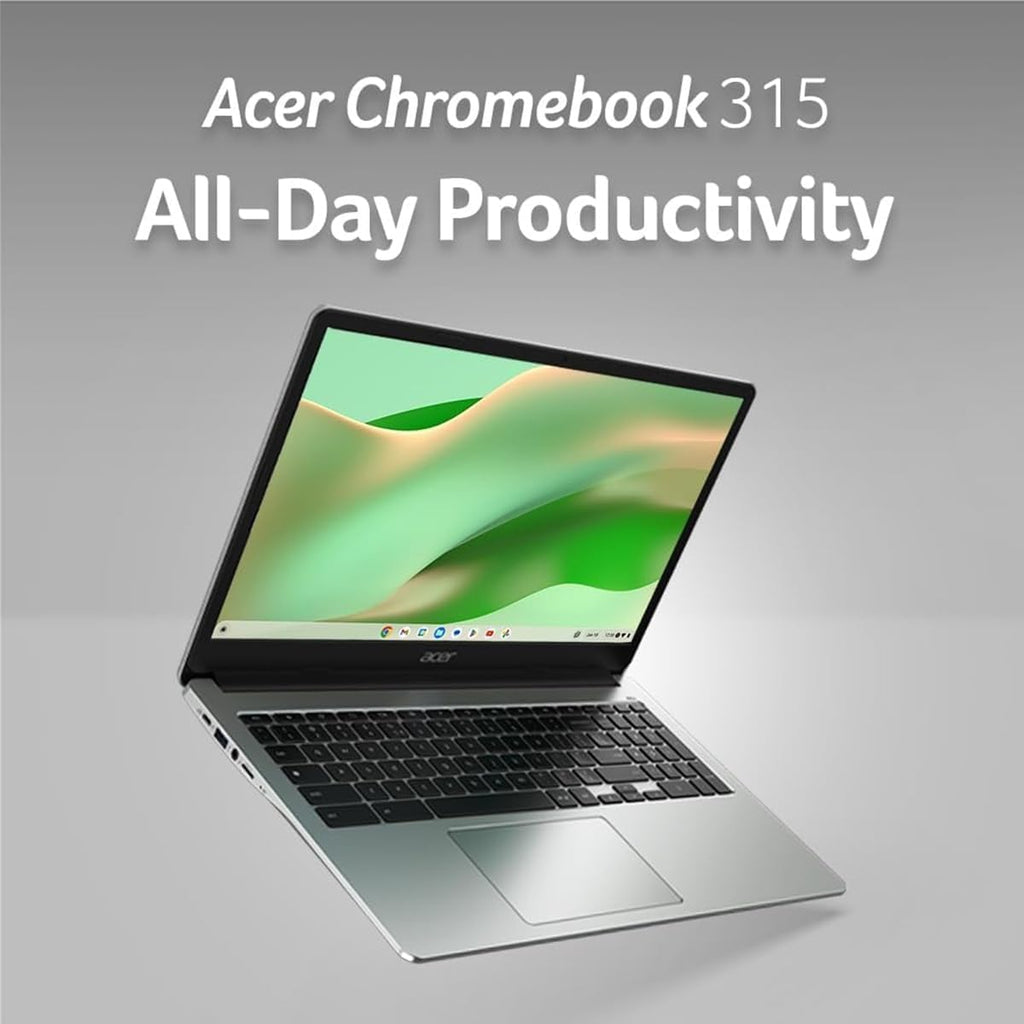 Acer Chromebook 315 Laptop (15.6" FHD, Intel Celeron N4500, 4GB RAM, 128GB Storage (64GB eMMC + 64GB SD Card) Home & Student, Long Battery Life, Numeric KB, Wi-Fi, Webcam, IST Hub, Chrome OS, Silver
