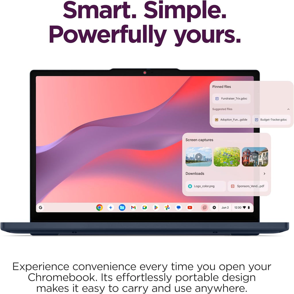 Lenovo Chromebook m 14" - Everyday Laptop - Google Gemini - MediaTek Kompanio 540 CPU - 14" WUXGA IPS Display - 8GB RAM - 64GB UFS Storage - Integrated Arm Mali-G57 MC2 GPU - Cosmic Blue
