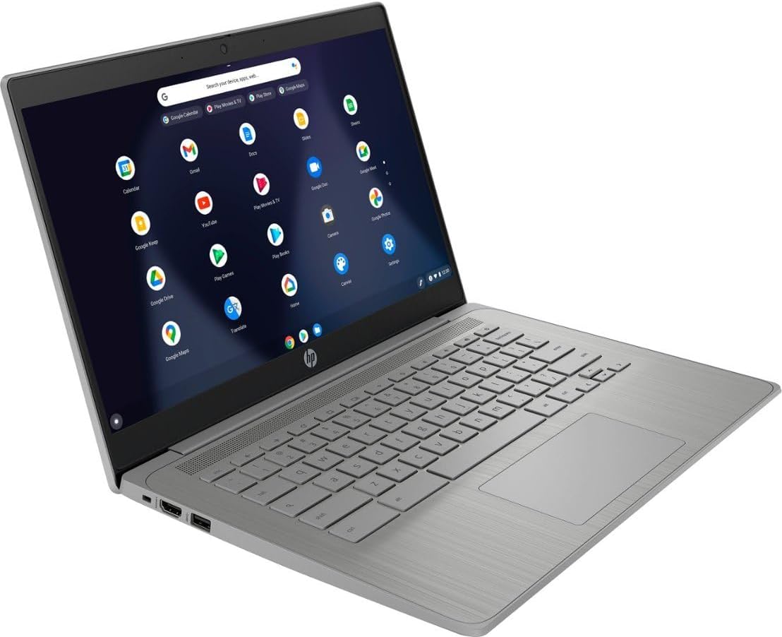 HP HD 14" Chromebook Laptop for Student and Business, Intel Celeron Processor N4120, 4GB RAM 128GB Storage(64GB eMMC + 5ave 64GB Flash Memory), Wi-Fi, Bluetooth, HDMI, Chrome Os, Modern Gray