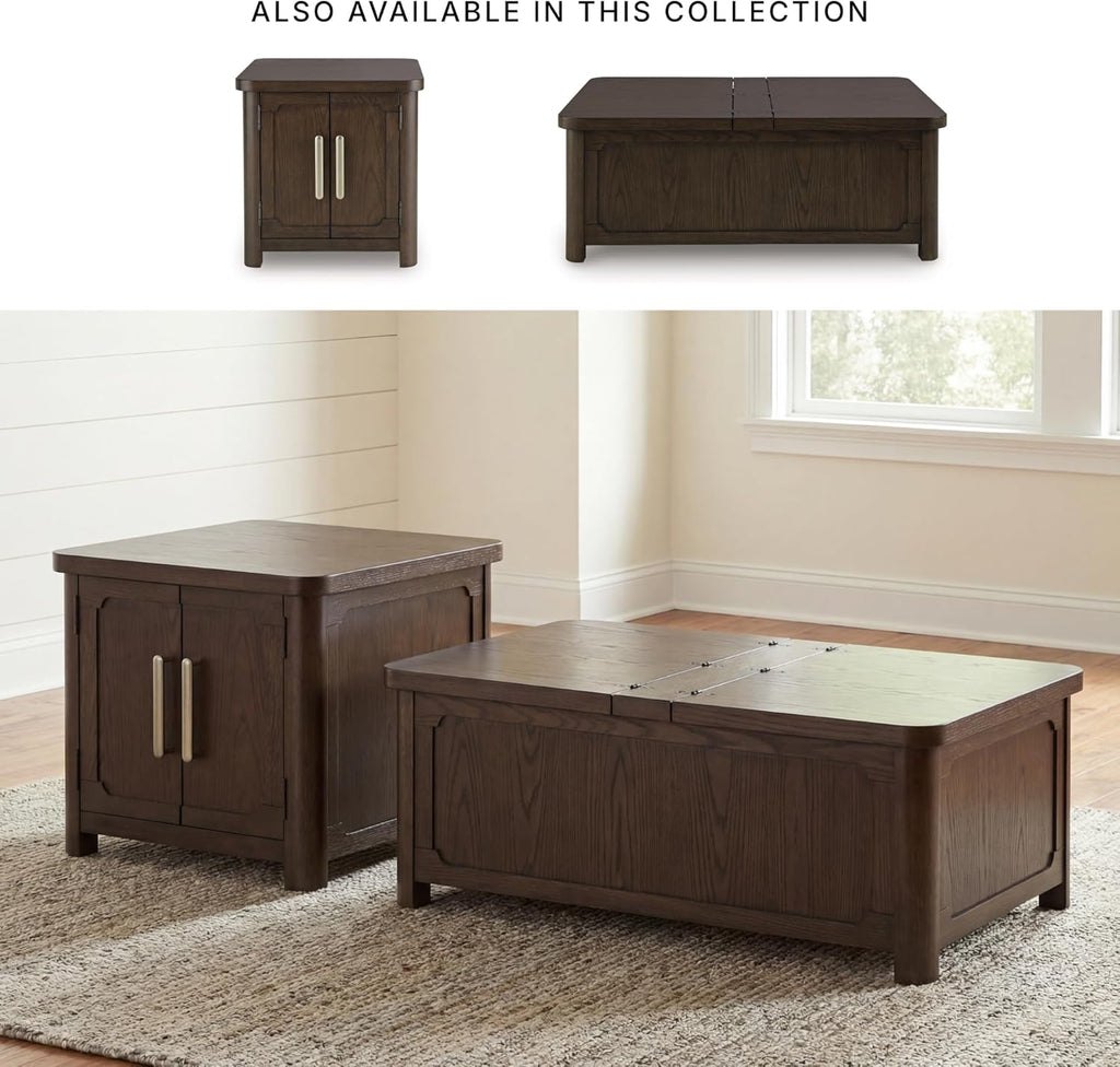 Signature Design by Ashley Breckington Country Rustic Coffee Table with Storage and Flip Top, Dark Brown