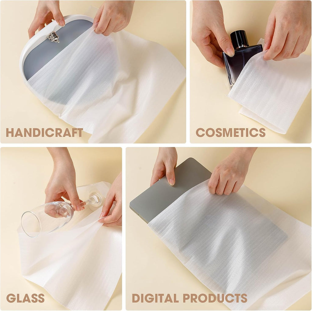 200PCS Dish Packing Supplies for Moving, 4 Sizes (16"x12", 12"x12", 12"x7.8", 7.8"x7.8") Cushion Foam Pouches for Moving, Shipping and Storage, Moving Supplies for Fragile Items, Packing Material Kit
