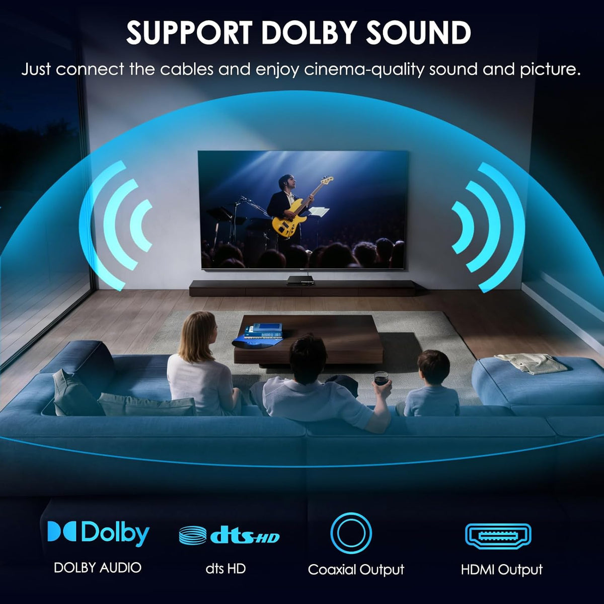 BLU RAY Player,1080P Full HD Blu-ray DVD Player for TV/Projector Home Theater Blu Ray Discs Player Support Region A/1 Blu-ray Discs,CD DVDs VCD,U Disk HDD Playback HDMI/AV/Coaxial Output