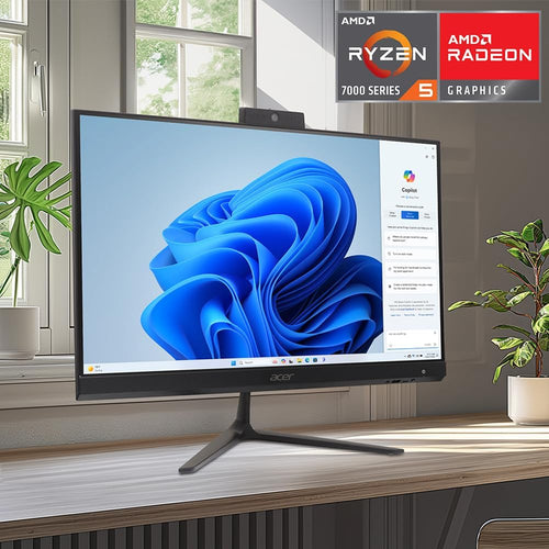 acer Aspire C24 AIO Desktop | 23.8" Full HD IPS 120Hz Display | AMD Ryzen 5 7430U Hexa-Core Processor | AMD Radeon Graphics | 16GB DDR4 | 512GB SSD | Wi-Fi 6E | USB Keyboard & Mouse | C24-2G-UR15
