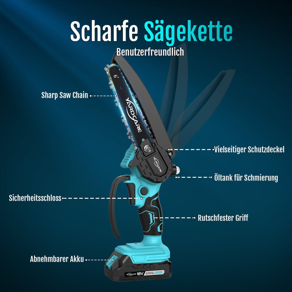 YARDCARE 6" bürstenlose Akku-Kettensäge