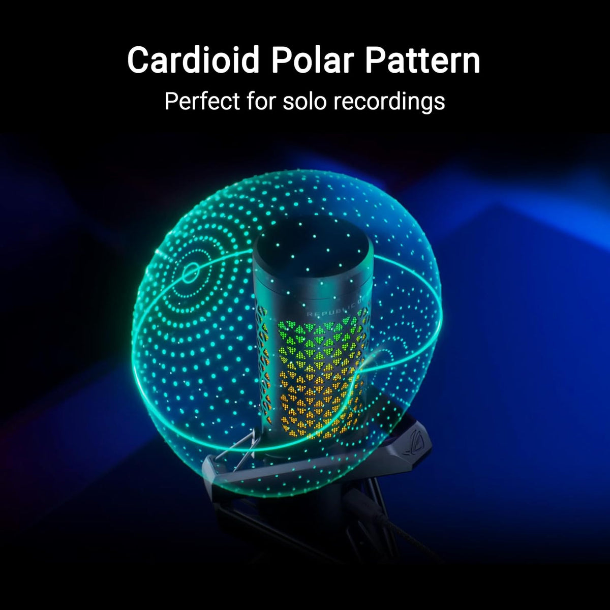 ASUS ROG Carnyx RGB Condenser Gaming Microphone Black (Gaming, Streaming and Podcast, 25 mm Capacitor Capsule, 192 kHz / 24 Bit Sampling Rate, High Pass Filter, Pop Filter, Metal Holder, Aura Sync)