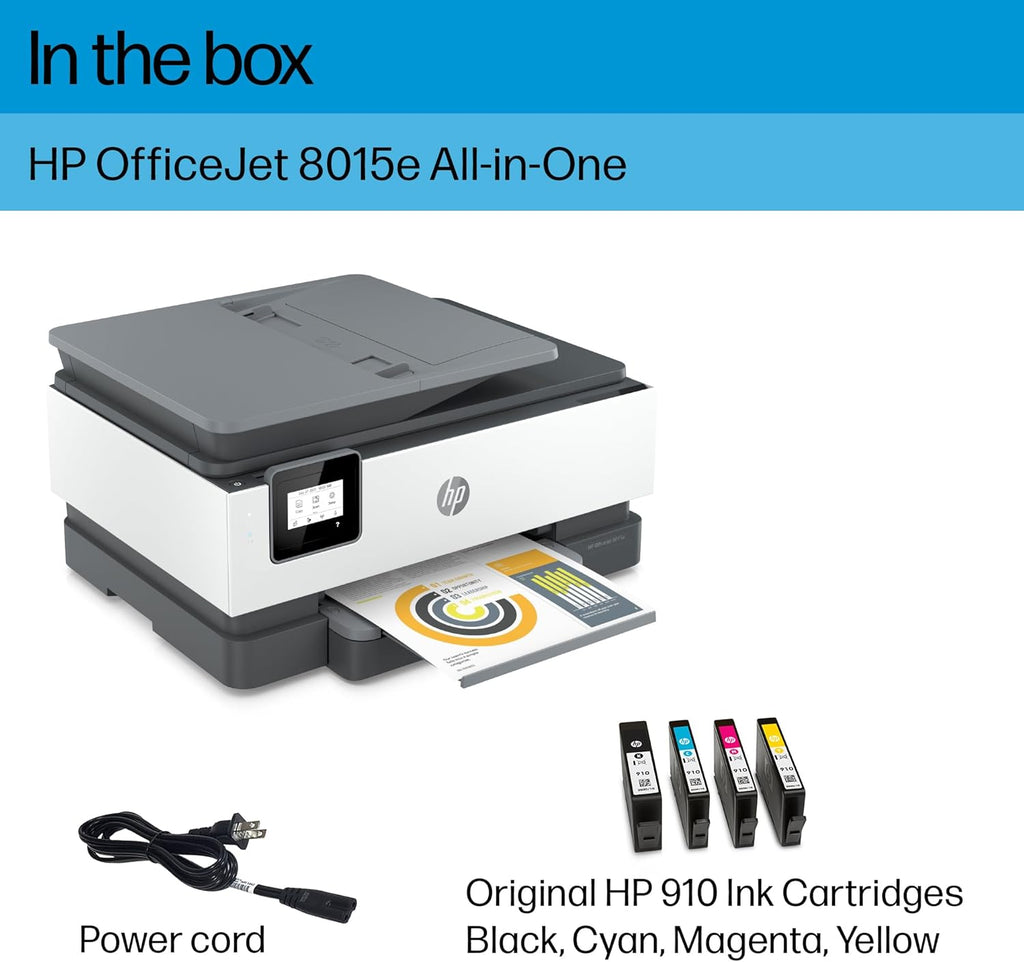 HP OfficeJet 8015e Wireless Color All-in-One Printer, 6 month Instant Ink trial included
