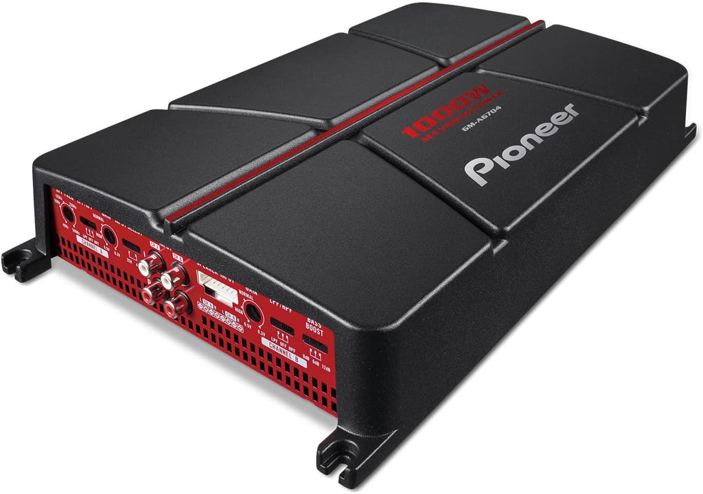 Pioneer GM-A6704 4-Channel Car Amplifier – 1000W Max, Class AB, Bridgeable Design, Bridgeable, High-/Low-Pass Filters