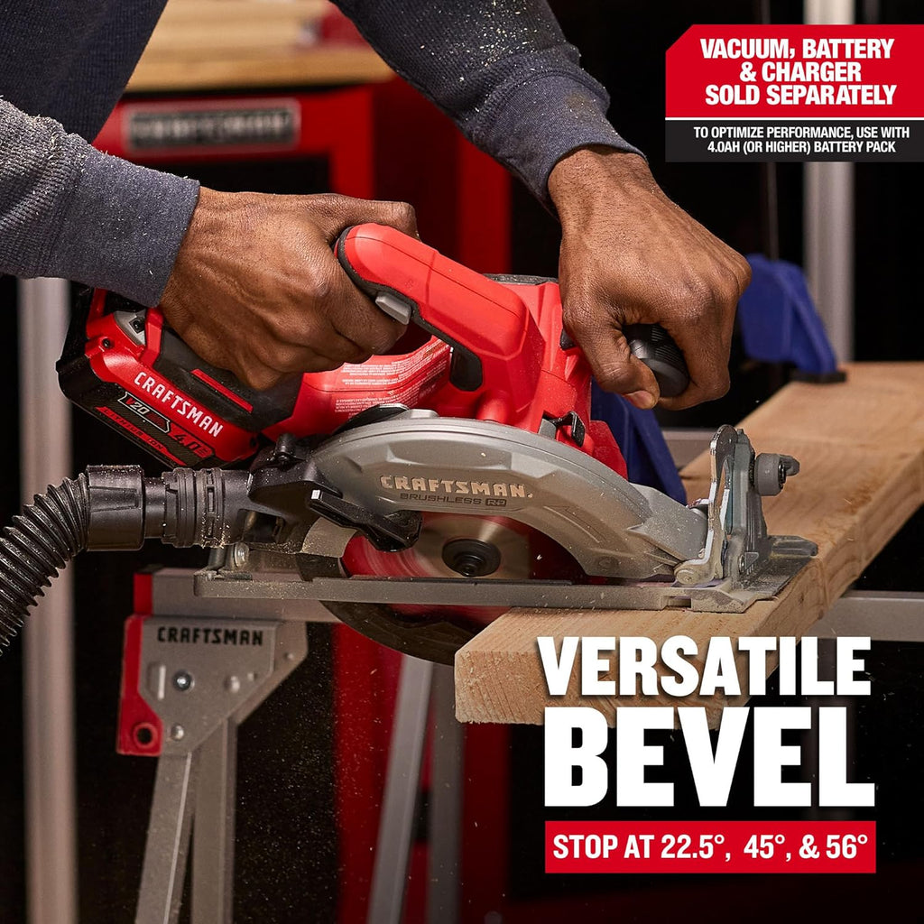CRAFTSMAN V20 RP Cordless Circular Saw, 7-1/4 inch, Bare Tool Only (CMCS551B)