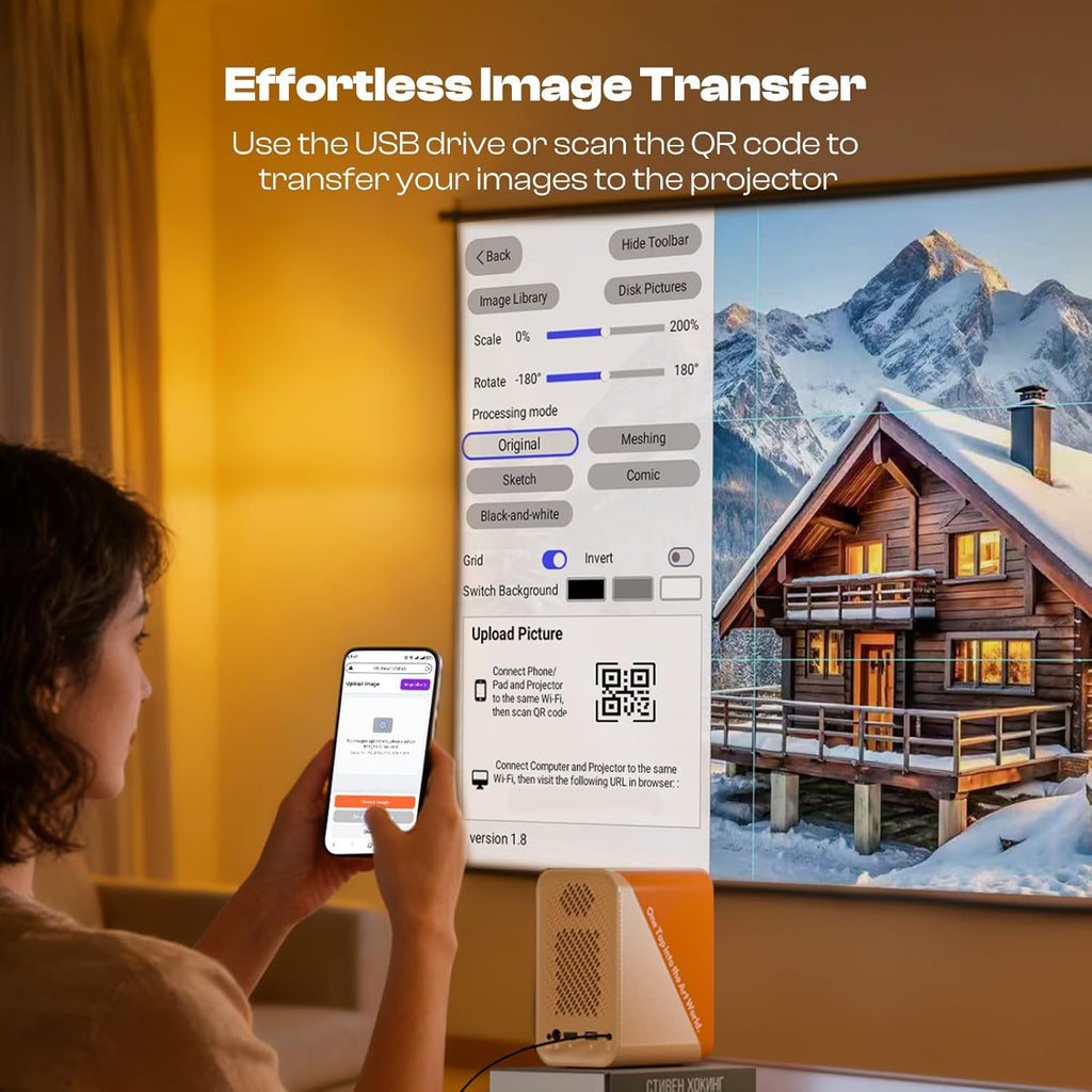 Caydo P1 Art Projector with Exclusive Drawing App for Artists, Portable Auto Focus & Keystone LED Projector for Drawing and Tracing, 4K Support, 100'' Display, Compatible with iOS/Android, Upgraded