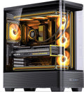 JONSBO TK-5 Black ATX PC Case, Hyperbolic Ultra Wide Scene Back-Connect Desktop Case,10 Fan Positions,High Compatibility,Supports BTF MB,460mm GPU/360AIO/180mm Air Cooler,ATX PSU,Mid Tower Case Black
