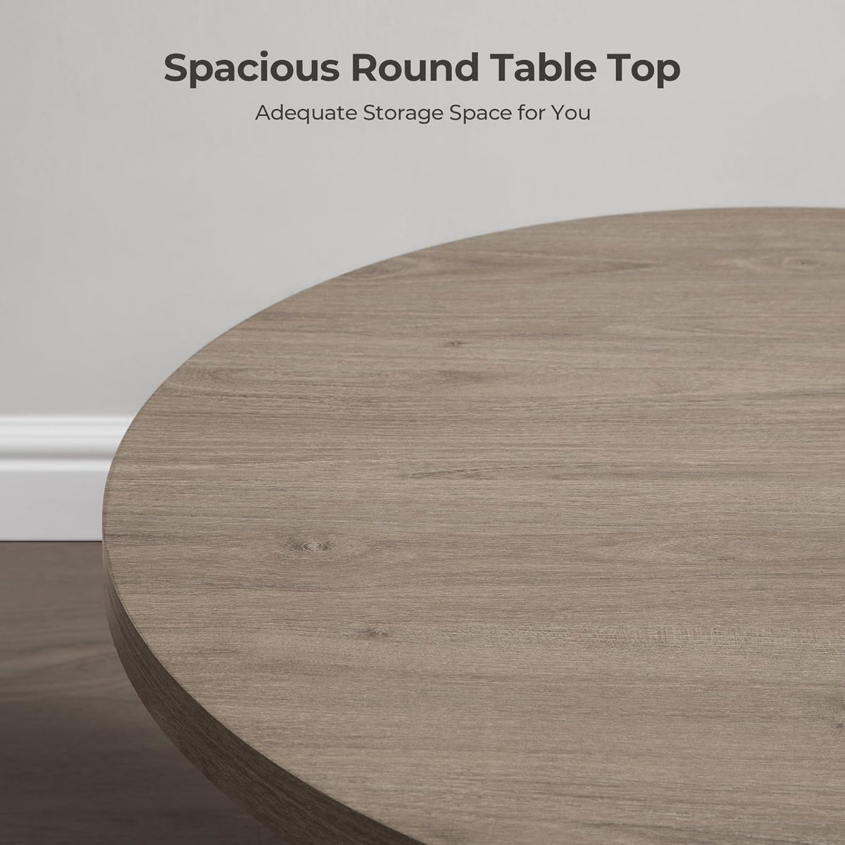 SICOTAS Round Coffee Table for Living Room, Modern Fluted Circle Center Coffee Table with Storage, 32" Accent Tea Dining Table for Apartment, Grey Alder
