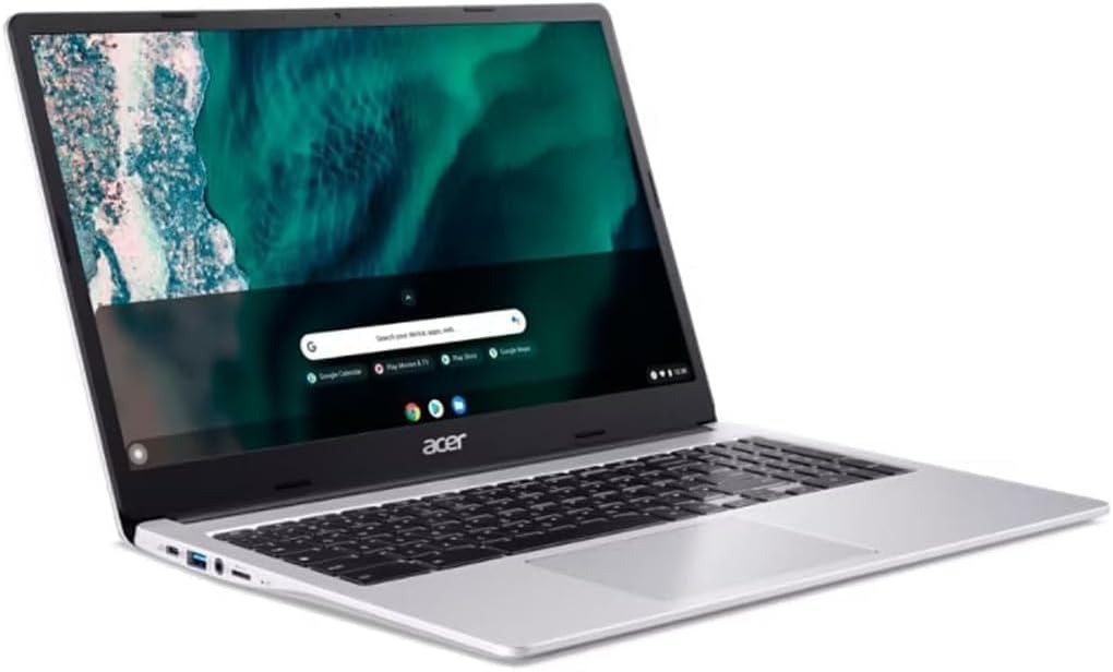 acer Chromebook 15.6" Full HD Laptop | Intel Celeron N4500 | Integrated UHD Graphics | Protective Sleeve| Silver | 4GB RAM | 64GB SSD | Chrome OS | Bundle with Wireless Mouse
