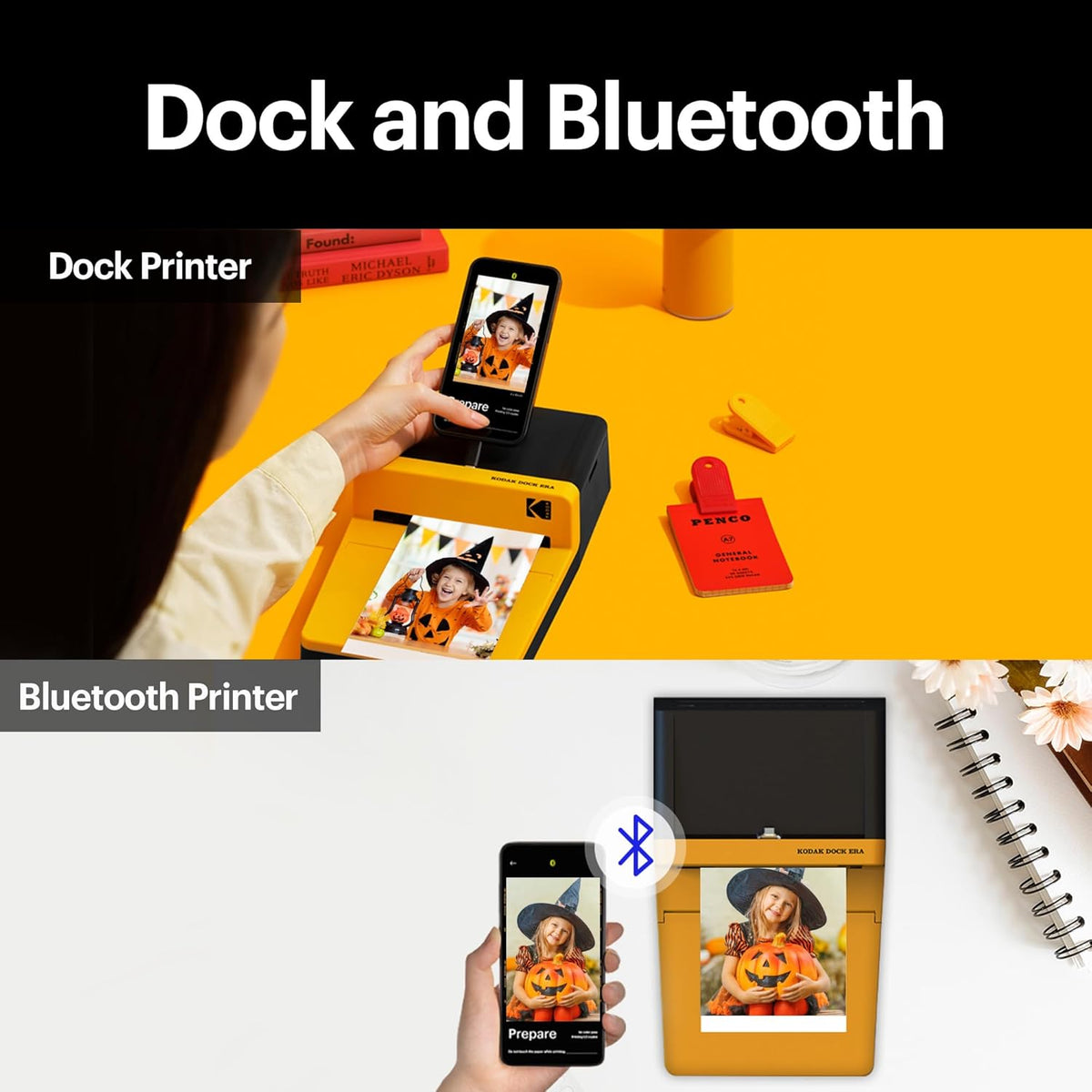KODAK Dock Era 4x6'' Desktop Photo Printer, 10 Sheets, Docking & Bluetooth Smartphone Printer for iPhone & Android, Instant Color Prints, 4PASS Dye Sublimation
