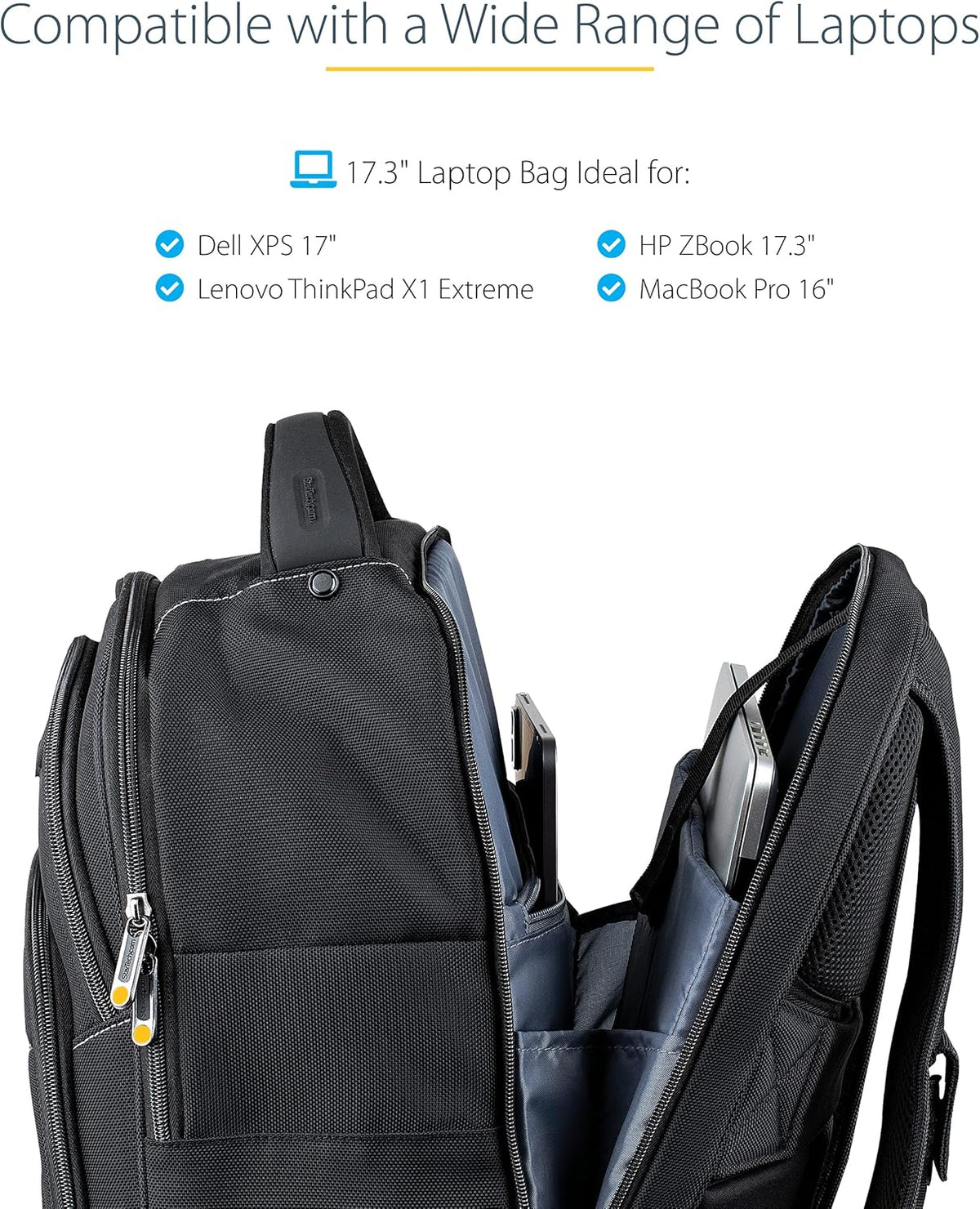 StarTech.com 17.3" Laptop Backpack with Removable Accessory Case - Professional IT Tech Backpack for Work/Travel/Commute - Durable Ergonomic Computer Bag - Nylon - Notebook/Tablet Pockets (NTBKBAG173)