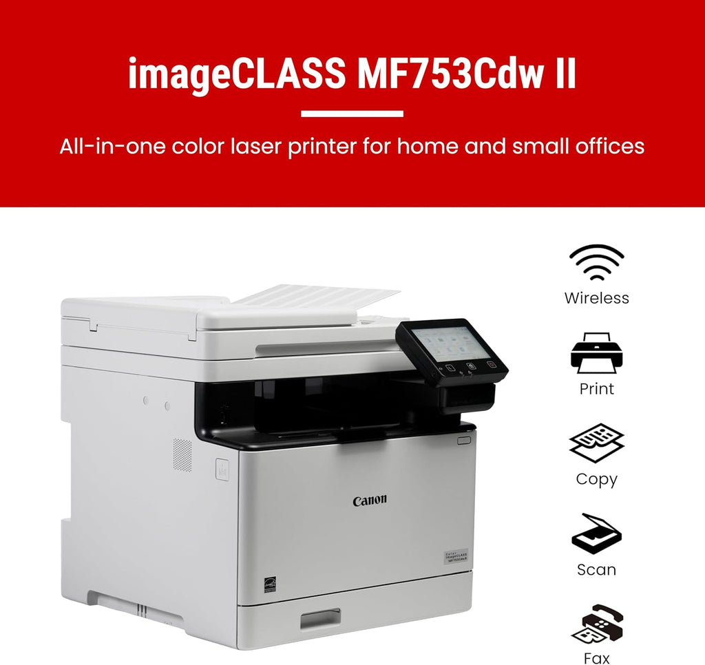 Canon Color imageCLASS MF753Cdw II - Wireless Duplex Laser Printer, All-in-One with Scanner, Copier, Fax, Auto Document Feeder, 3 Year Limited Warranty, 35 PPM