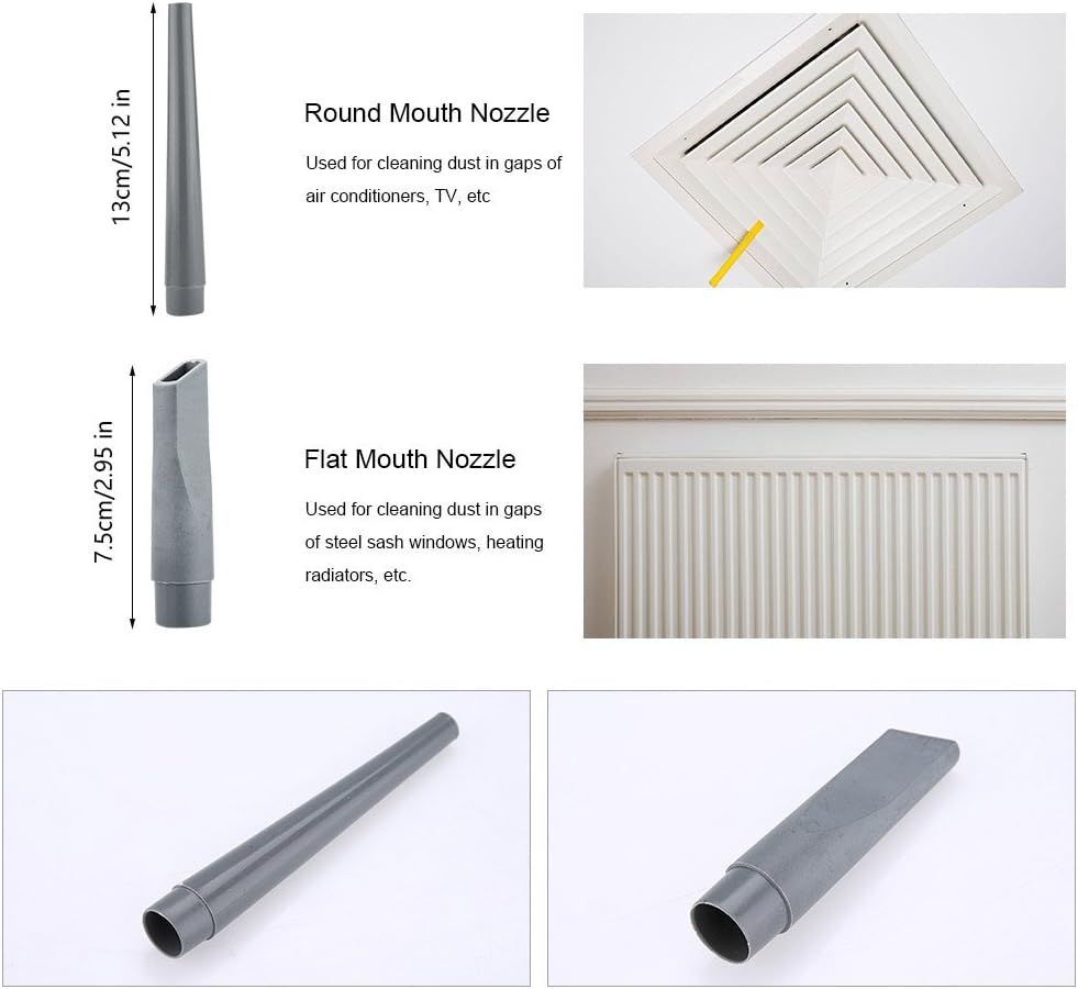 9pcs Vacuum Cleaner Attachment Accessories Nozzles Brushes Tubes Connectors Fit most vacuum cleaners with 32mm and 35mm inner diameter, Nine attachments for different purposes
