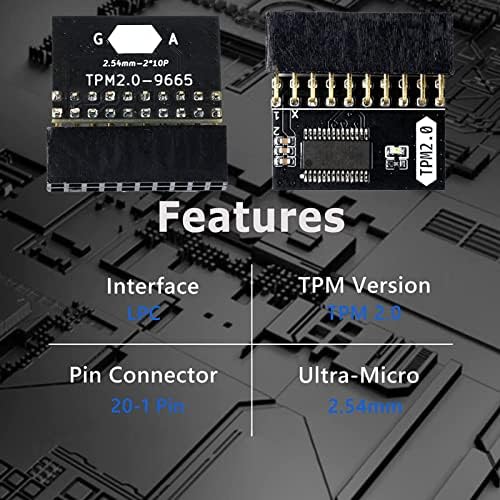 TPM2.0 Encryption Security Module, GA 20-1 Pin 2 * 10P TPM Remote Card Encryption Security Board, Compatible with 2.0 System, for for