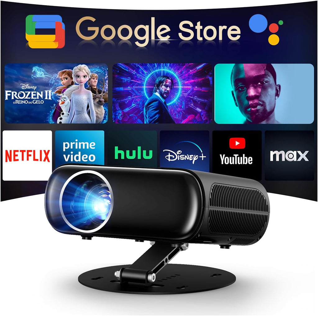2000ANSI/GoogIe TV/Built-in Apps All-in-One Smart Projector with Wifi and Bluetooth, Goiaey C26 Mini Projector, HDMI ARC CEC GoogIe Voice, DoIby Audio, Zoom Native 1080P 4K Supported Movie Proyector