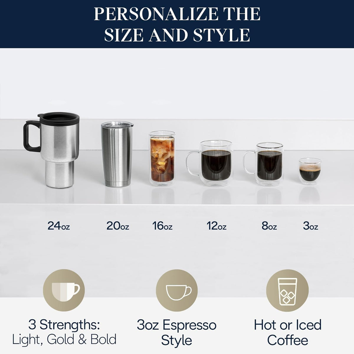 De'Longhi True Brew Drip Coffee Maker, Built in Grinder, Single Serve, 8 oz to 24 oz, Hot or Iced Coffee, Stainless, CAM51025MB (Renewed)