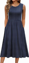 Women's Summer Tank Midi Dress with Pockets Floral Sleeveless A-Line Casual Loose T-Shirt Dresses Beach Sundress 2026