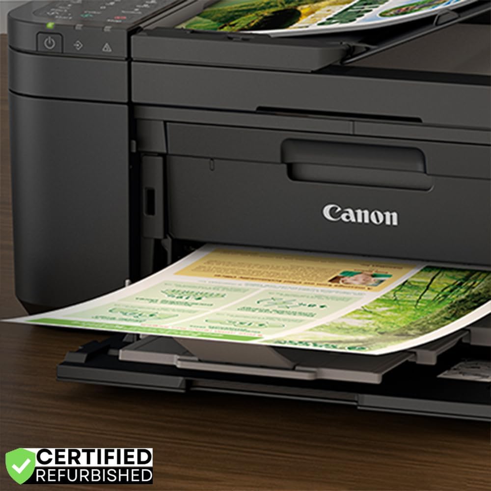 Canon PIXMA TR4720 All-in-One Wireless Printer with Auto Document Feeder, Mobile Printing, Copy, Fax & Scanner Black 5074C002 (Renewed) Bundle w/DGE USB Connection Cable +Small Business Software Kit