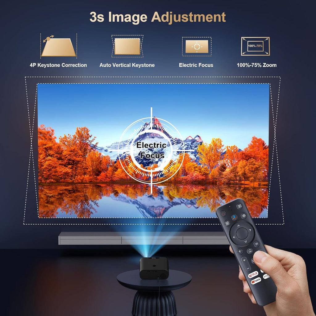 2000ANSI/GoogIe TV/Built-in Apps All-in-One Smart Projector with Wifi and Bluetooth, Goiaey C26 Mini Projector, HDMI ARC CEC GoogIe Voice, DoIby Audio, Zoom Native 1080P 4K Supported Movie Proyector