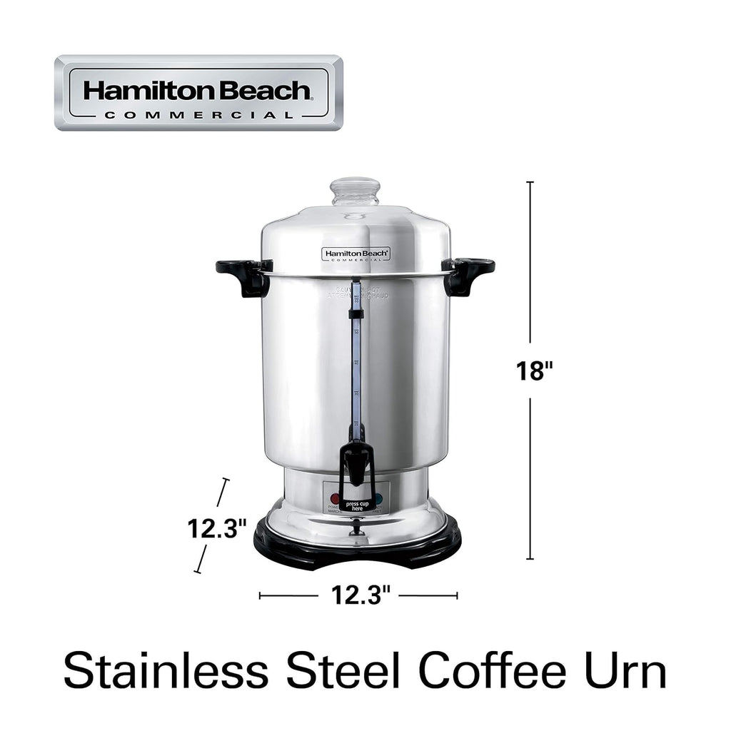 Hamilton Beach Commercial Coffee Urn & Hot Beverage Dispenser, 60 Cup Capacity, Polished Stainless Steel (D50065)