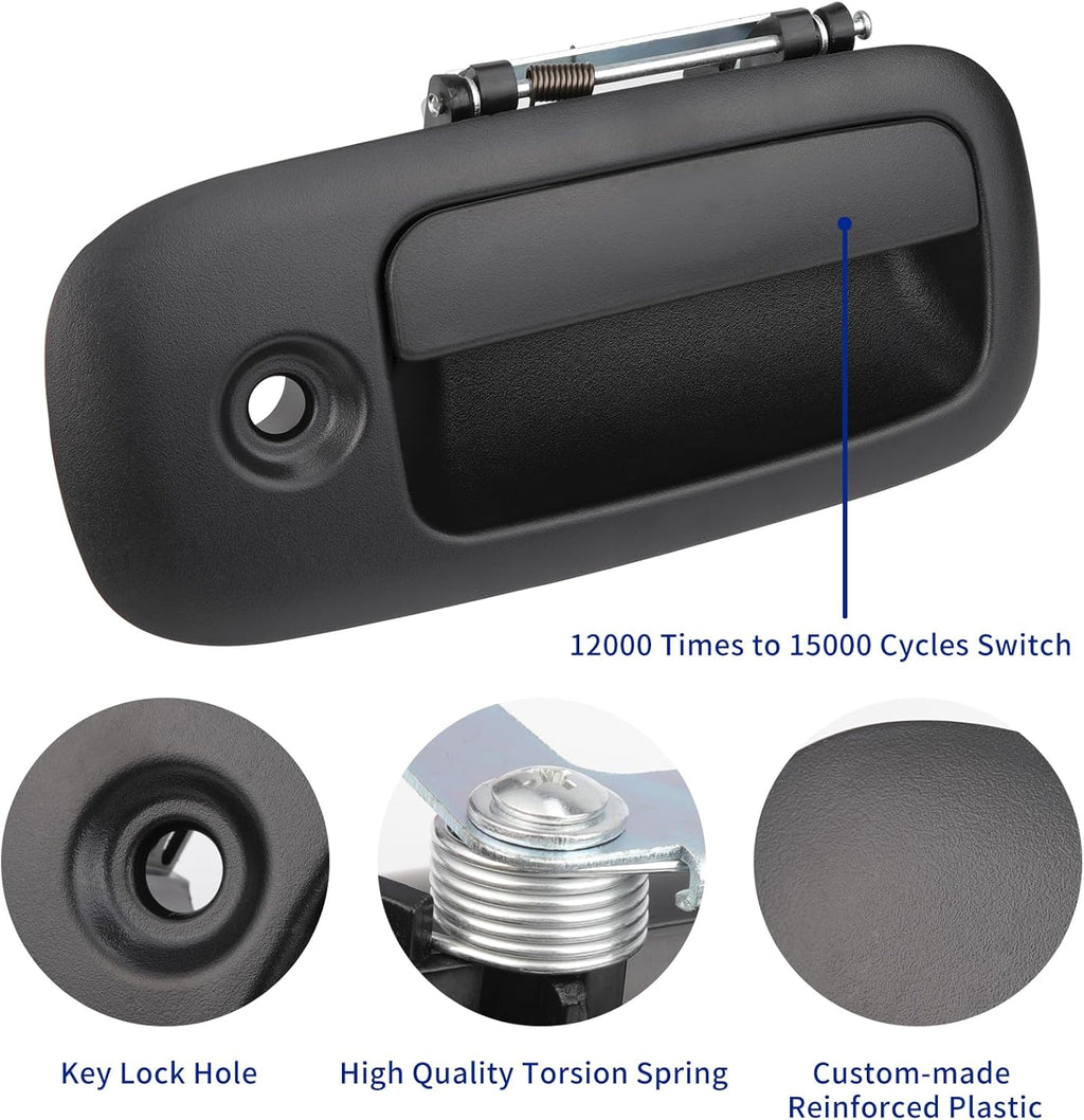 Exterior Door Handle Front Right Passenger Side for 1996-2009 Chevy Express GMC Savana 1500 2500 3500 4500 Van, Replces 79321, Black w/Key Hole