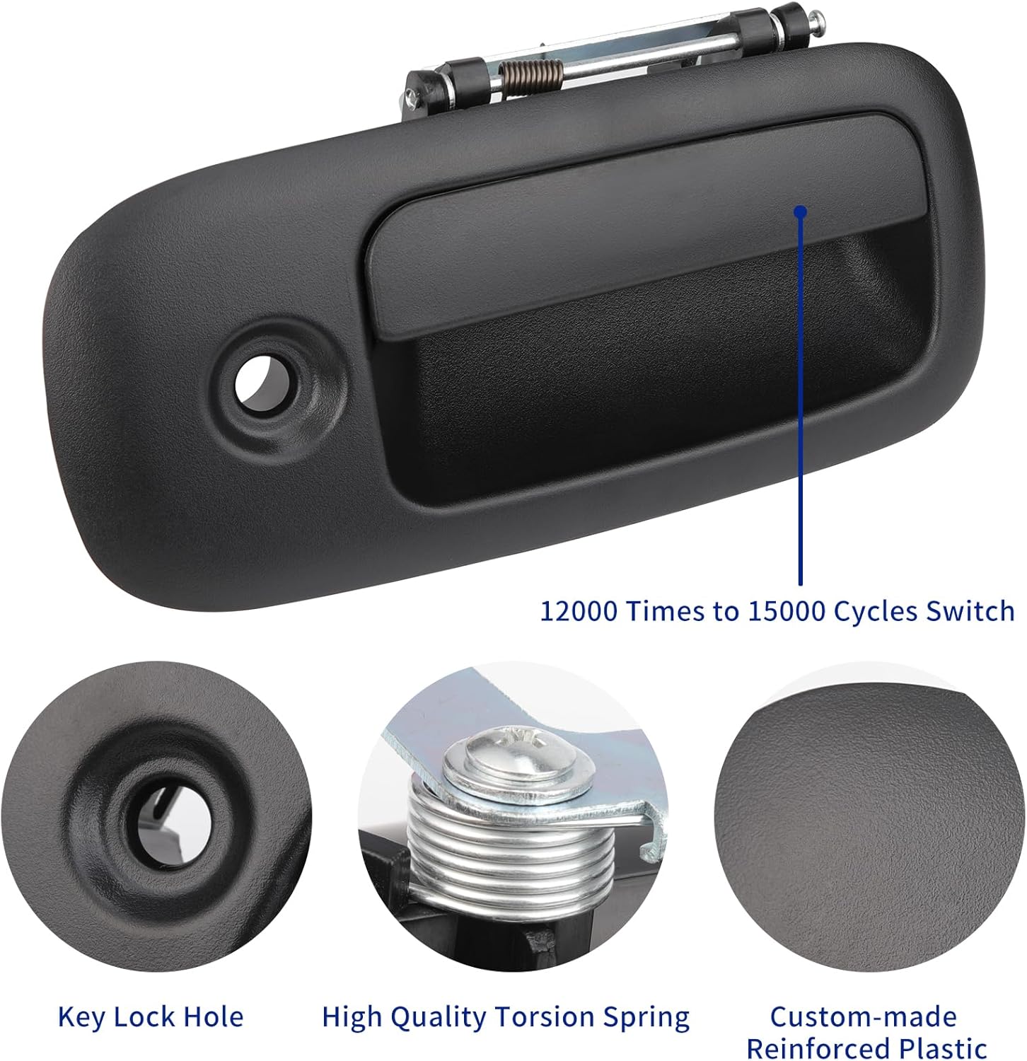 Exterior Door Handle Front Right Passenger Side for 1996-2009 Chevy Express GMC Savana 1500 2500 3500 4500 Van, Replces 79321, Black w/Key Hole