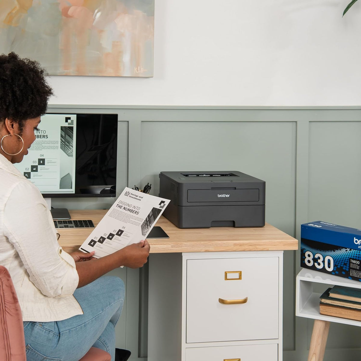 Brother Monochrome Laser Printer with 32 PPM Speed and Automatic 2-Sided Printing for Home Office, Fast Black and White Output, Compact Design with 250-Sheet Capacity (HL-L2400D)