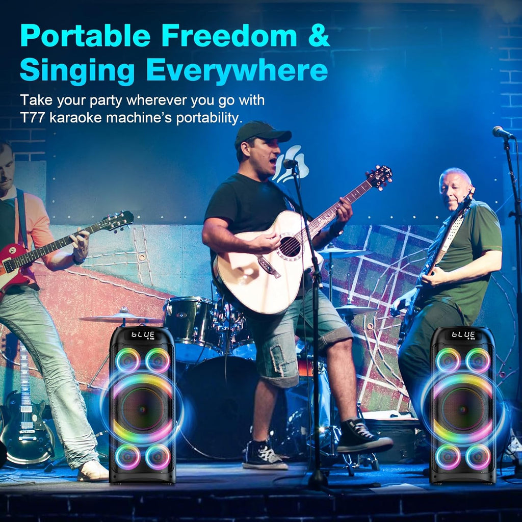 Bluetooth Speaker, 160W Peak Powerful Loud Stereo Sound Deep Bass Wireless Boombox Portable Large Party Speakers with Subwoofer TWS Pairing Dynamic LED Light for Outdoor Camping Backyard Events