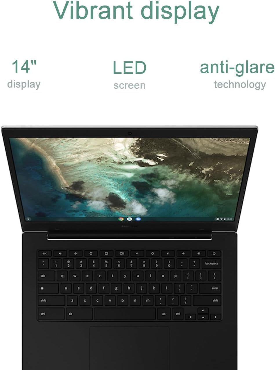 Samsung Galaxy Chromebook Go Laptop (14" LED, Intel Celeron N4500, 192GB Storage (64GB eMMC + 128GB SD Card)) Home & Student, 12-Hr Long Battery, Spill-Resistant, Webcam, Wi-Fi 6, IST HUB, Chrome OS