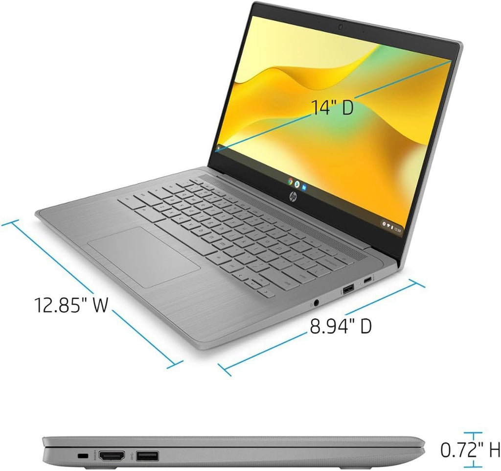 HP Chromebook Laptop for Business and Student, 14" HD Anti-Glare Display, Intel Celeron N4120 (Up to 2.60 GHz), 4GB RAM, 64GB eMMC, Webcam, Long Battery Life, USB-C, HDMI, PDG HDMI Cable, Chrome OS