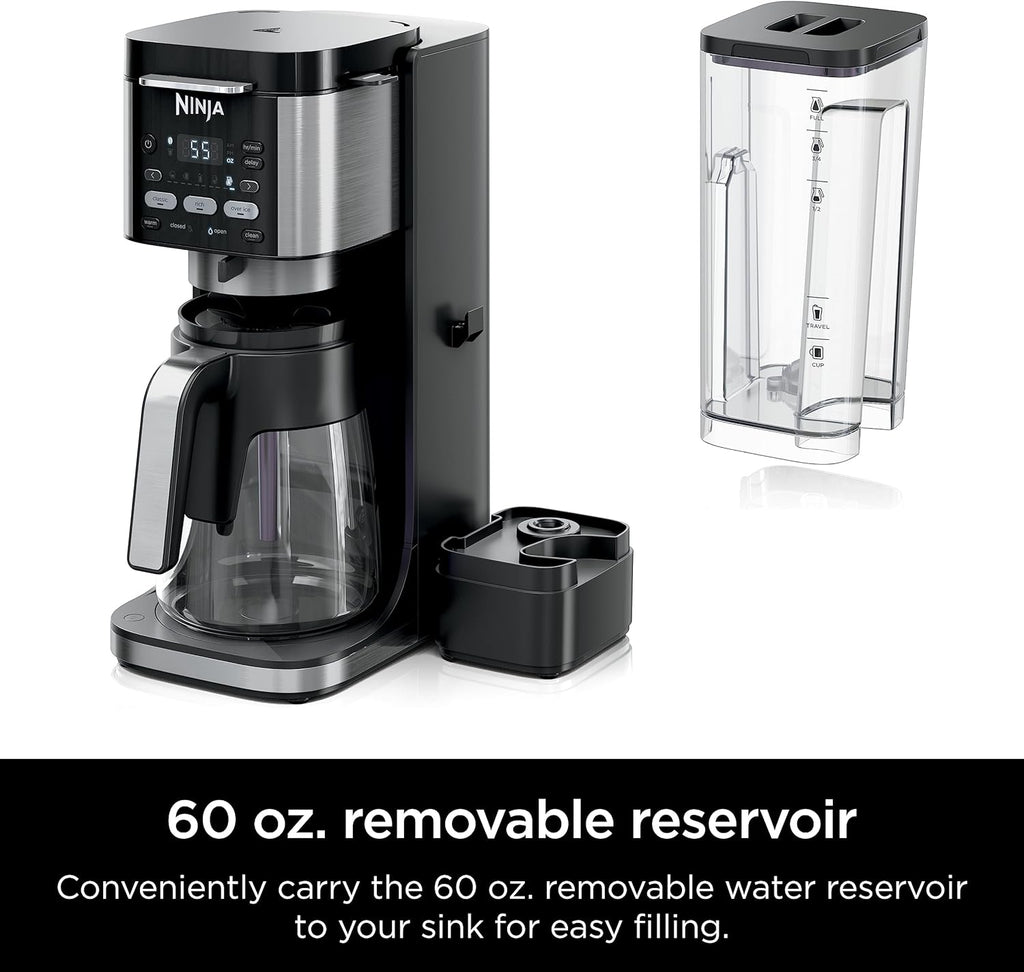 Ninja Drip Coffee Maker | DualBrew™ Pro Hot & Iced Coffee Machine, Single Serve to Carafe | Brew with Pods & Grounds, Compatible with K Cups | 3 Brew Styles, 60oz Removable Reservoir | Black, CFP101