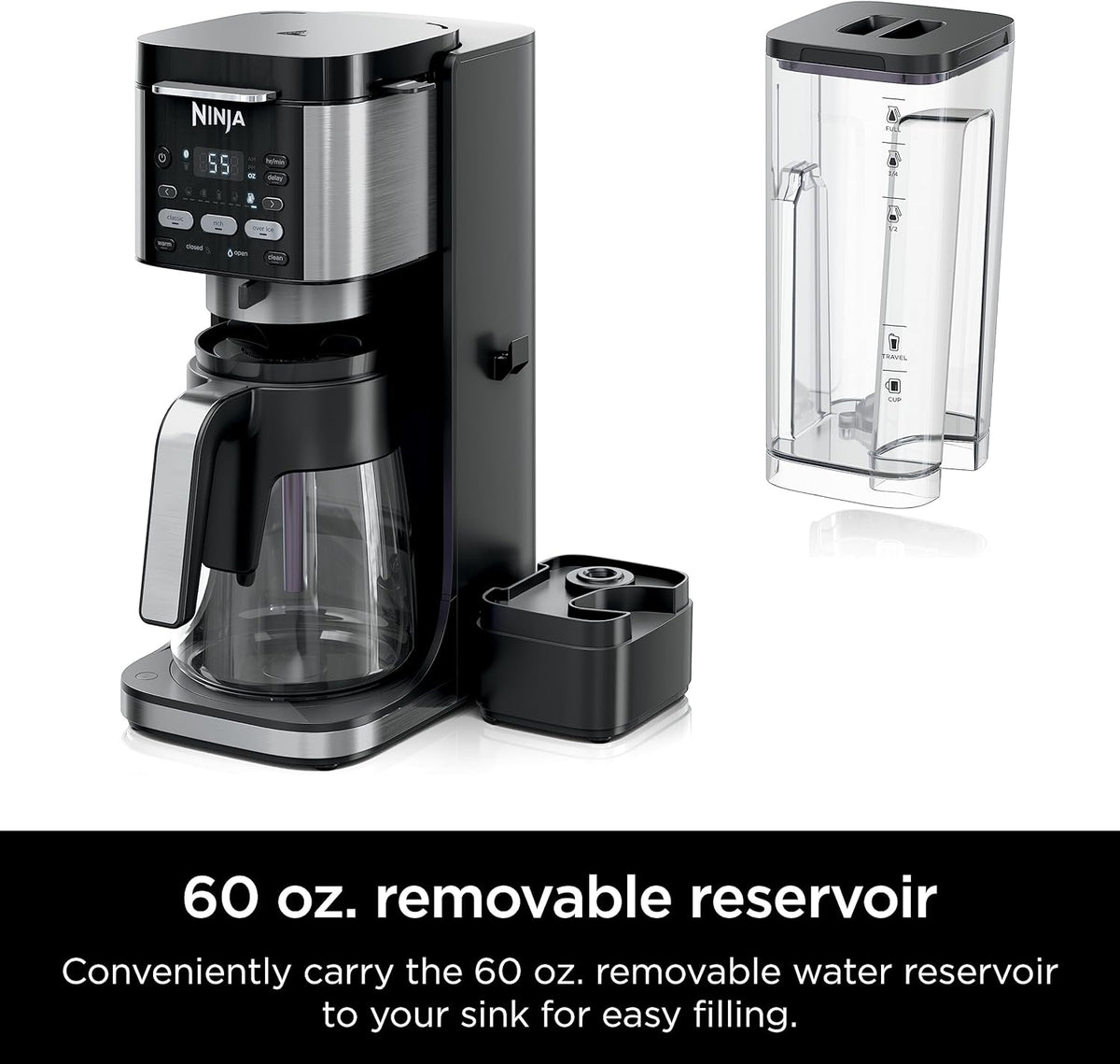 Ninja Drip Coffee Maker | DualBrew™ Pro Hot & Iced Coffee Machine, Single Serve to Carafe | Brew with Pods & Grounds, Compatible with K Cups | 3 Brew Styles, 60oz Removable Reservoir | Black, CFP101