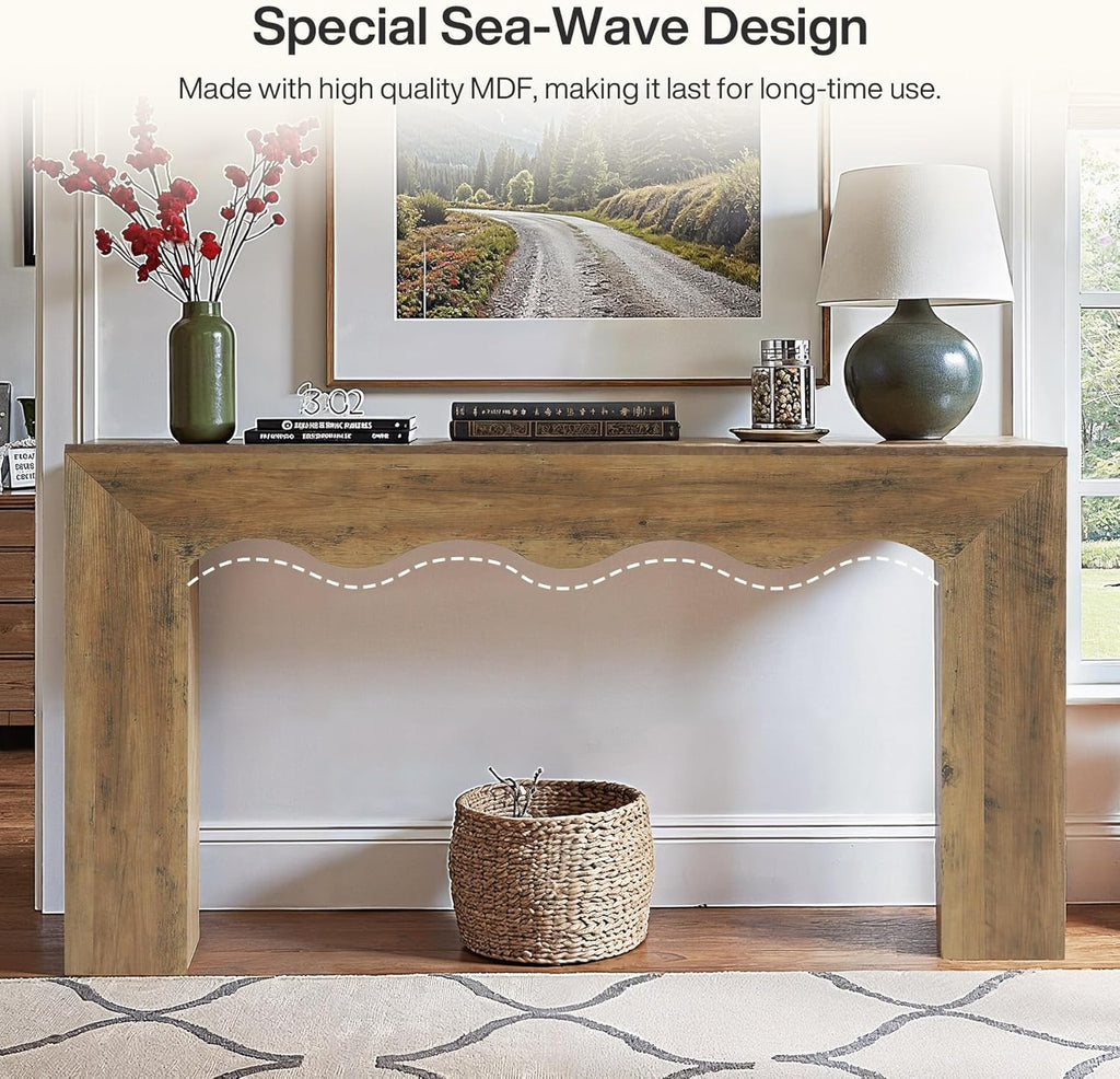 Tribesigns 63" Farmhouse Console Table, Wooden Couch Table Behind Sofa with Storage, Long Entryway Sofa Station, Narrow Console Stand with Base, Hallway Stand for Entryway, Living Room