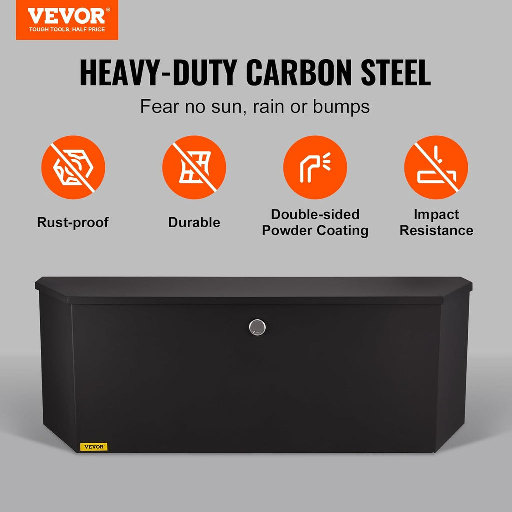 VEVOR Trailer Tongue Box, Heavy Duty Trailer Tongue Tool Box Storage Organizer with Lock & Keys, Utility Tool Chest for Pickup Truck Bed, RV, SUV, Off-Road Vehicle, Steel, 36" x 12" x 12"