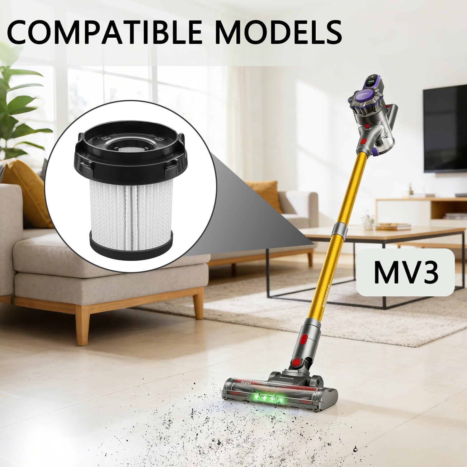 Cordless Vacuum Cleaner HEPA Filter Compatible with SVHT Cordless vacuum Cleaner, 4-Pcs