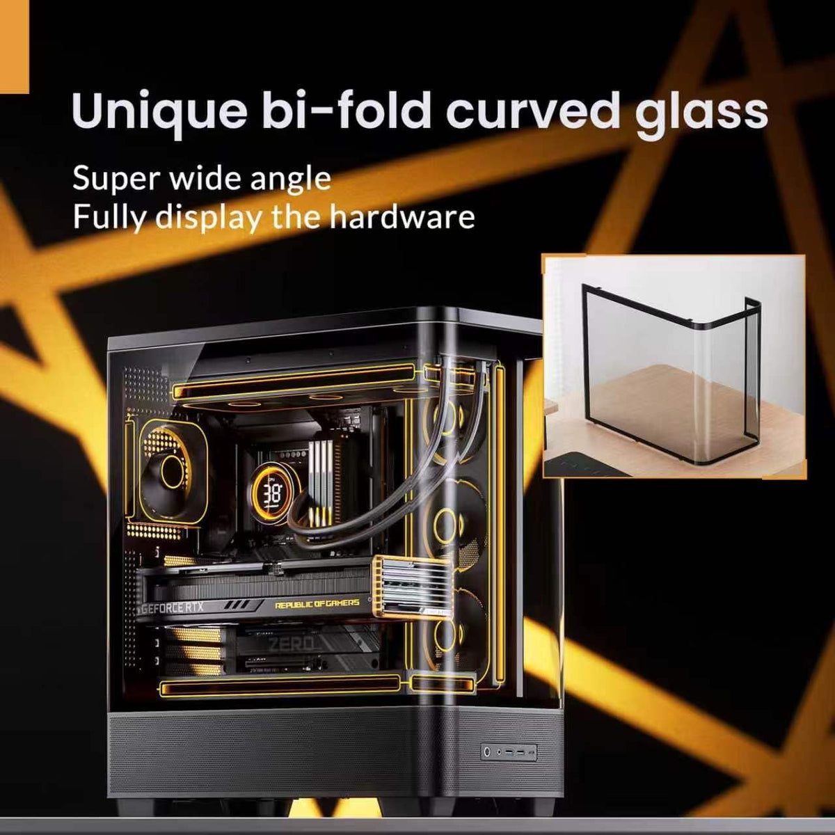JONSBO TK-5 Black ATX PC Case, Hyperbolic Ultra Wide Scene Back-Connect Desktop Case,10 Fan Positions,High Compatibility,Supports BTF MB,460mm GPU/360AIO/180mm Air Cooler,ATX PSU,Mid Tower Case Black
