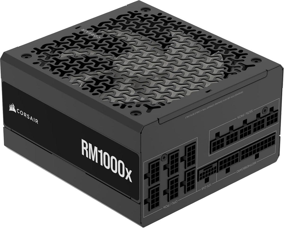 CORSAIR RM1000x ATX 3.1 PCIe 5.1 Ready Fully Modular 1000W Power Supply – Low-Noise, Cybenetics Gold Efficiency, Native 12V-2x6 Connector – Black