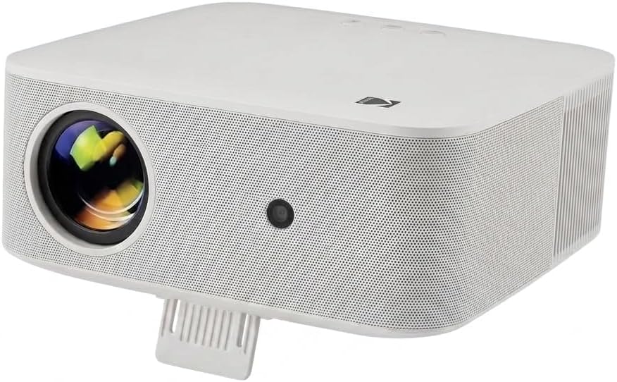 KODAK Flik X20 1080p Smart Projector - White - Built-In ATV Dongle & Smart Projector Apps - Android TV 12 & Google Assistant Remote for Home Theater - Full HD 1080p with HDR10+ & 4K Decoding