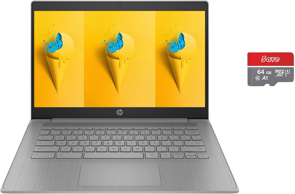 HP HD 14" Chromebook Laptop for Student and Business, Intel Celeron Processor N4120, 4GB RAM 128GB Storage(64GB eMMC + 5ave 64GB Flash Memory), Wi-Fi, Bluetooth, HDMI, Chrome Os, Modern Gray