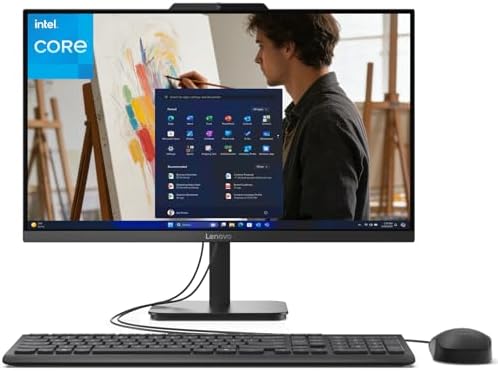Lenovo IdeaCentre 24 23.8" All-in-One with Lifetime Office 365 for Web, 8GB DDR4 RAM, 512GB PCIe SSD, Intel N100 Processor, FHD AIO Desktop Computer, WiFi 6, Bluetooth, Jet Black, Win 11 Home