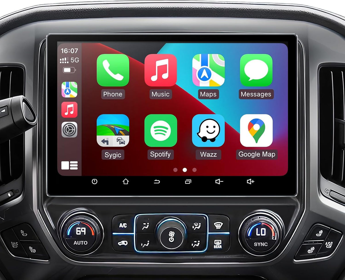 11“ Car Radio Stereo for Chevy Silverado 2014-2018 GMC Upgrade 5G WiFi 4+64G Wireless Carplay/Android Auto/GPS/Bluetooth/FM Radio/1080P SWC