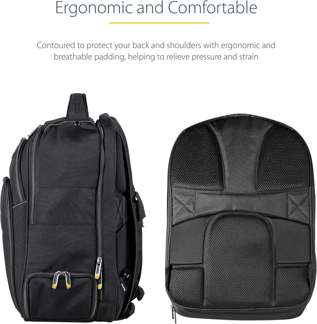StarTech.com 17.3" Laptop Backpack with Removable Accessory Case - Professional IT Tech Backpack for Work/Travel/Commute - Durable Ergonomic Computer Bag - Nylon - Notebook/Tablet Pockets (NTBKBAG173)