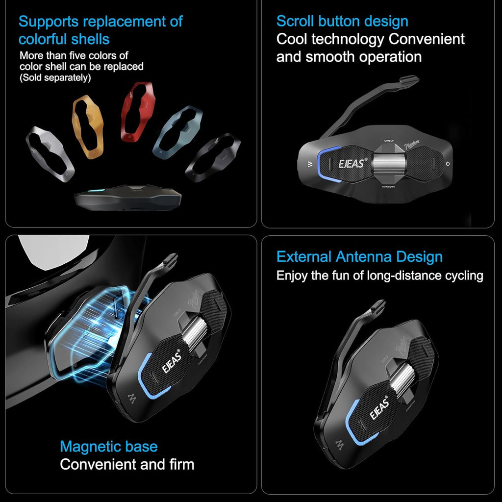 X10 Motorcycle Helmet Bluetooth Headset, 10 Riders Mesh 4.0 Motorcycle Intercom, Communication Systems with Music Share, Dual Noise Reduction, Voice Assistant, IP67, Black