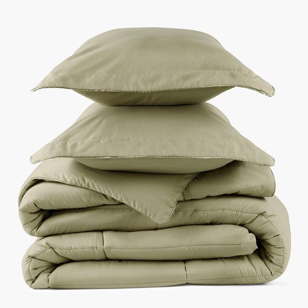 PeachSkinSheets Night Sweats: The Original 1500TC Soft Super King/Cal King Oversized Comforter Set Sage Green