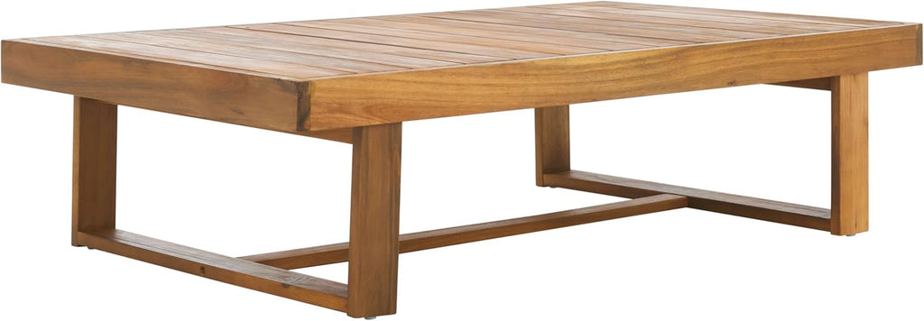 SAFAVIEH Outdoor - Duncan Natural Brown Slatted Top Solid Wood Coffee Table (PAT7331A)